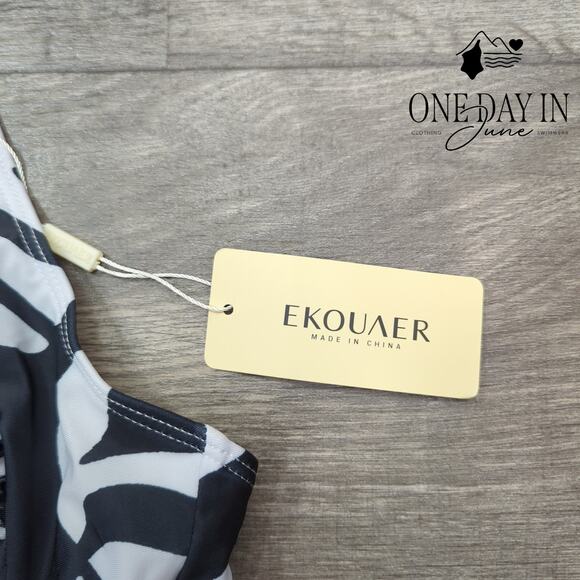 Ekouaer Twist Front Tummy Control One Piece Swimsuit Size XL - Picture 4 of 7